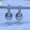 AAA+++ 7-8mm 8-9mm 9-10mm 10-11mm South Sea round black pearl earring 925s... gift box