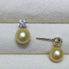 AAA 10-11 mm round natural south sea gold pearl earrings 14 K yellow gold