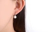 Pure 925 Sterling Silver Earrings Drop Women Round Natural Freshwater Pearl Hook Dangle Earring Ear Drops Brincos De Prata