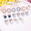 1Pair Candy Color Colorful Geometry Zircon Pearl Earrings European Style Earclip Earnail Women Ear Clip Fake Piercing Earring