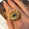 Women Vintage Eyes of Demon Earring Ring Exaggerated Trendy Earrings Style Imitated Pearl Girls Delicate Tassels Jewelry