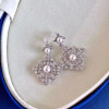 MeiBaPJ 6-7mm Natural Round Pearls Fashion Flower Drop Earrings 925 Silver Fine Wedding Jewelry for Women