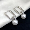 MeiBaPJ 9-10mm Natural Round Pearl Fashion Simple Drop Earrings 925 Silver Empty Tray Fine Charm Wedding Jewelry for Women