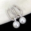 MeiBaPJ 9-10mm Natural Round Pearl Fashion Simple Drop Earrings 925 Silver Empty Tray Fine Charm Wedding Jewelry for Women