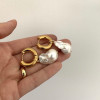 Titanium With 18 K Gold Real Natural Baroque Pearl Drop Earrings Punk Party Gown Runway rare Boucle Korean Japan INS Boho Top