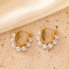 OIMG 316L Stainless Steel Gold Plated Temperament Gorgeous Imitation Pearl Hoop Earrings For Women Christmas Gift Waterproof