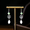 New Chinese Fashion Jade Earrings for Women Vintage Style Butterfly Tassel Water Drop Shaped Luxury Jewelry Hanfu Accessories