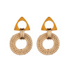 Straw Earrings Summer Lightweight Geometric Tassel Woven Bohemian Handmade Rattan Wicker Braid Hoop Drop Dangle For Women Girls