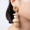 Straw Earrings Summer Lightweight Geometric Tassel Woven Bohemian Handmade Rattan Wicker Braid Hoop Drop Dangle For Women Girls