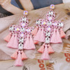 BohemiaY2K Cross Jesus Earrings Dangle Colorful Long Tassel Glass Earring For Woman Large Brinco Ear Exaggeration Female Gift Ms