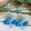 BohemiaY2K Cross Jesus Earrings Dangle Colorful Long Tassel Glass Earring For Woman Large Brinco Ear Exaggeration Female Gift Ms