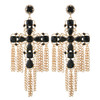 BohemiaY2K Cross Jesus Earrings Dangle Colorful Long Tassel Glass Earring For Woman Large Brinco Ear Exaggeration Female Gift Ms