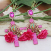 BohemiaY2K Cross Jesus Earrings Dangle Colorful Long Tassel Glass Earring For Woman Large Brinco Ear Exaggeration Female Gift Ms