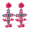 BohemiaY2K Cross Jesus Earrings Dangle Colorful Long Tassel Glass Earring For Woman Large Brinco Ear Exaggeration Female Gift Ms
