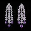 2024 New Red Green Cubic Zirconia Big Long Dangle Tassel Chandelier Drop Earrings for Women Bridal Wedding Jewelry