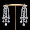 2024 New Red Green Cubic Zirconia Big Long Dangle Tassel Chandelier Drop Earrings for Women Bridal Wedding Jewelry