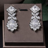 2024 New Red Green Cubic Zirconia Big Long Dangle Tassel Chandelier Drop Earrings for Women Bridal Wedding Jewelry