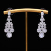 2024 New Red Green Cubic Zirconia Big Long Dangle Tassel Chandelier Drop Earrings for Women Bridal Wedding Jewelry