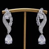2024 New Red Green Cubic Zirconia Big Long Dangle Tassel Chandelier Drop Earrings for Women Bridal Wedding Jewelry