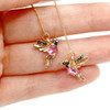 Delysia King Originality Women Crystal Popular Bird Long Earrings Cute Tassels Hummingbird Dangler