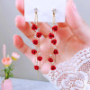 Delysia King Women 2021 Trendy Versatile Rose Earrings Alloy Rhinestone Long Tassels Elegant Temperament Eardrop