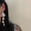 Retro floral long tassel earrings with a high-end feel, light luxury style, sweet temperament, 925 silver needles, niche persona