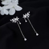 korean fashion earrings for women long tassel silver color heart drop flower jewelry party statement earrings hanging pendientes