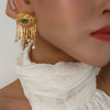 Women Vintage Eyes of Demon Earring Ring Cosplay Exaggerated Trendy Earrings Style Imitated Pearl Girls Delicate Tassels Jewelry