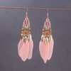 Boho Long Feather Dangle Women's Earrings Beach Long Tassel Beads Handmade Flower Enamel Earrings Bride Wedding Pendientes Mujer