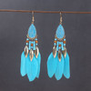 Boho Long Feather Dangle Women's Earrings Beach Long Tassel Beads Handmade Flower Enamel Earrings Bride Wedding Pendientes Mujer