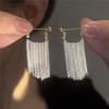 Fashion Statement Gold Silver Color Long Metal Chain Bling Tassel Earrings for Women Wedding Ms Hot Jewelry Pendant Gift