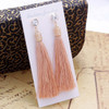 Women Bohemian Crystal Long Tassel Dangle Earrings For Girl Red White Silk Fabric Drop Rose Flower Earring Fashion Jewelry