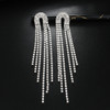 Fashion Statement Earring Long Full Rhinestone Big Earrings For Women Shining Tassel Dangle Earrings Wedding Jewelry Gift