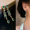 2024 New Fashion Green Golden Long Pearl Tassel Drop Earrings For Women Vintage Jewelry Party Wedding Trendy Dangle Earrings