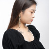 Women Long Tassel Earrings Celebrity Colored Zircon Crystal Girls Earring Dangle Green Wedding Bride Jewelry Free Shipping