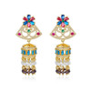 Crystal Flower Drop Dangle Earrings Indian Jhumka Jhumki Women Bridal Wedding Party Fashion Jewelry Rhinestone Tassel Bell Gifts