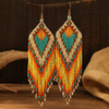 1 Pair Boho Western Style Handmade Beaded Woven Rice Bead Tassel Daily Wear Women's Fashion Drop Earrings