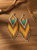 1 Pair Boho Western Style Handmade Beaded Woven Rice Bead Tassel Daily Wear Women's Fashion Drop Earrings