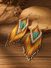 1 Pair Boho Western Style Handmade Beaded Woven Rice Bead Tassel Daily Wear Women's Fashion Drop Earrings