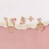 4PCS/Set Y2K Korean Pink Zircon Flower Heart Love Tassels Stud Earrings For Women Girls Party Personality Temperament Jewelry