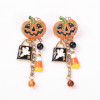 Exaggerated Halloween Drop Earrings for Women Pumpkin Head Skeleton Tassel Earrings Festival Accessories Children Female Jewelry