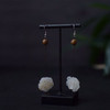 New Chinese Fashion Vintage Design Earrings for Women Flower Shaped Jade Pendant Long Tassel Luxury Jewelry Gift Hanfu Accessory