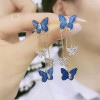Korean Fashion Purple Crystal Butterfly Dangle Earrings for Women Long Tassel Earring Wedding Party Jewelry Gift Pendiente Mujer