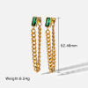 Stylish 14k Gold Plated Stainless Steel Tassel Black Green Red Square Stud Earrings for Women Tarnish Free Charm Earring Gift