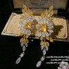 925 Sterling Silver Elegant Tassel Drop Earrings Dazzling Yellow Zircon Stone Long Dangling Ladies Banquet Wedding Fine Jewelry