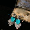 925 Silver Color Paraiba Tourmaline Drop Earrings Female Romantic Heart Shape Gemstone Dangles Luxury Wedding Banquet Jewelry