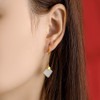 Natural Hotan Jade Tassels Dangle Earrings For Womens Geometric Square Ear Studs Fashion Jewellery Modern Women's Earrings 2023