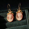 S925 Silver 18k Gold-plated Colorful Agate Relief Earring For Women Girls Vintage Beauty Girl Dangle Earrings Fashion Jewelry S925 Silver 18k Gold-plated Colorful Agate Relief Earring For Women Girls Vintage Beauty Girl Dangle Earrings Fashion Jewelry