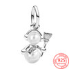 New 925 Sterling Silver Purple Murano Bead Pansy Flower Dangle Charm Fit Original Brand Bracelet And Necklace 925 Jewelry Gift