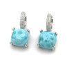 CSJ Natural Larimar Dangle Earrings Sterling 925 Silver Gemstone Cushion 12mm for Women Birthday Party Jewelry Gift